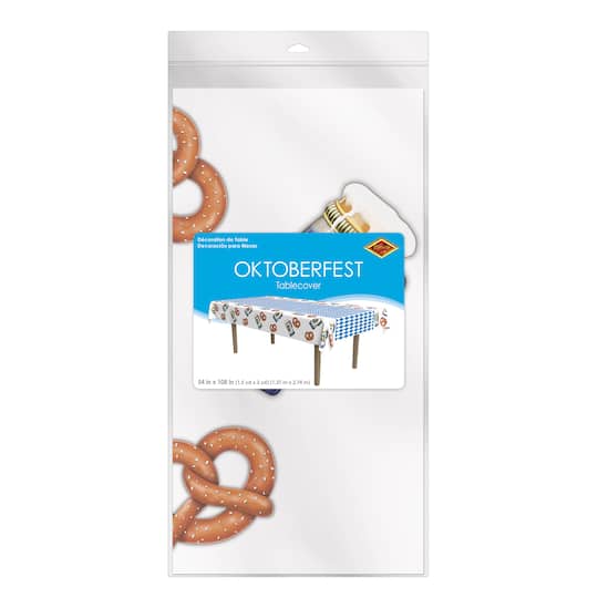 Beistle 54" x 108" Pretzel & Beer Oktoberfest Plastic Table Cover